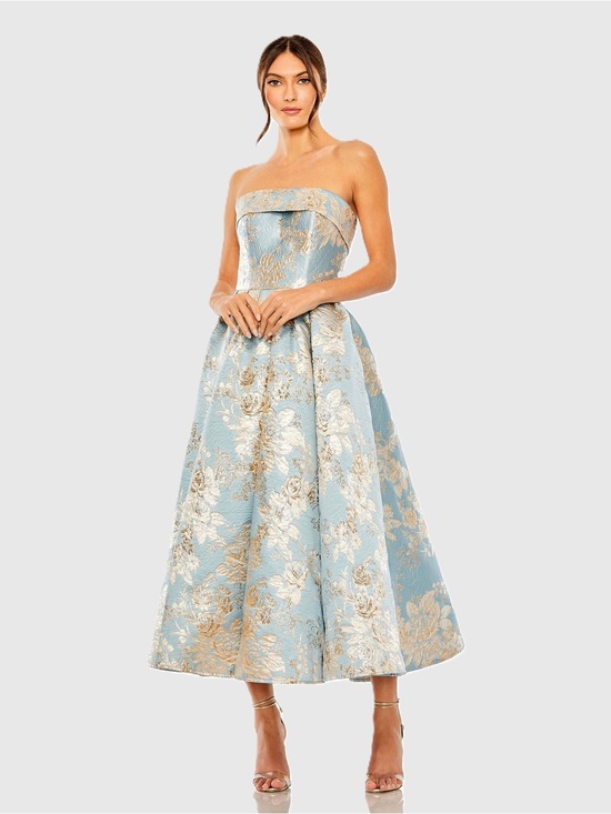 Mac Duggal Dresses & Skirts - Mac Duggal 20726 Blue Strapless Brocade Midi Dress sz 14 NWOT